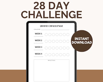 28-Day Challenge Tracker | Habit Progress Printable (Digital Download)