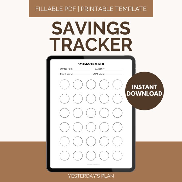 Savings Tracker Template | Savings Planner Template | Savings Goal Tracker | Savings Progress | Fillable PDF | US Letter | Half Letter A4 A5