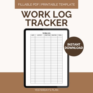 Rejestrator pracy | Wypełniany plik PDF, szablon do druku (US Letter, A4, A5)