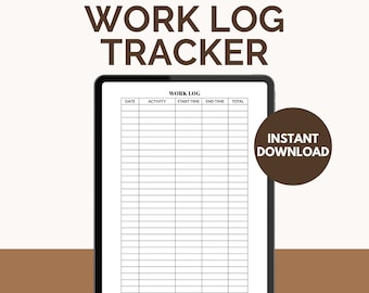 Work Log Tracker | Fillable PDF, Printable Template (US Letter, A4, A5)