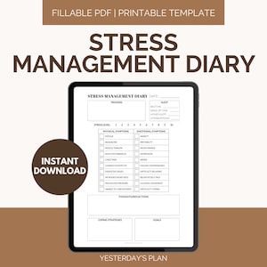Stressmanagementdagboek | Afdrukbare stresssjabloon | Stressdagboek | Stresssymptoomtracker | Invulbare PDF | Amerikaanse brief | Halve letter A4 A5