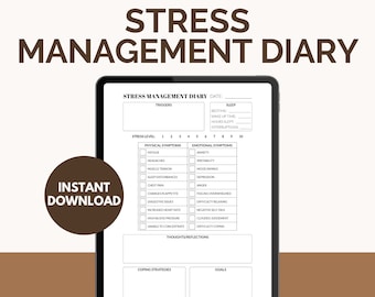 Printable Stress Management Diary | Symptom Tracker, Fillable PDF
