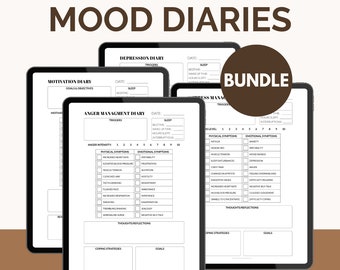 Mood Tracker Planner | Mood Journal | Digital Mood Tracker Template | Printable Mood Diary | Fillable PDF | US Letter | Half Letter | A4 A5