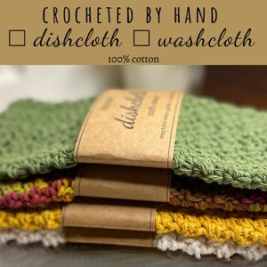 Handmade Farmhouse Crochet Dishcloths - 100% Cotton Set of Four