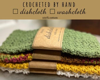 Handmade Farmhouse Crochet Dishcloths - 100% Cotton Set of Four