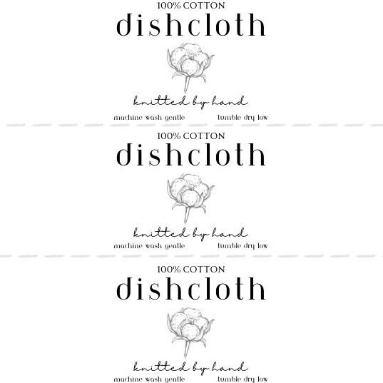 PRINTABLE Labels Handmade Dishcloth Washcloth Wrap Instant Digital ...
