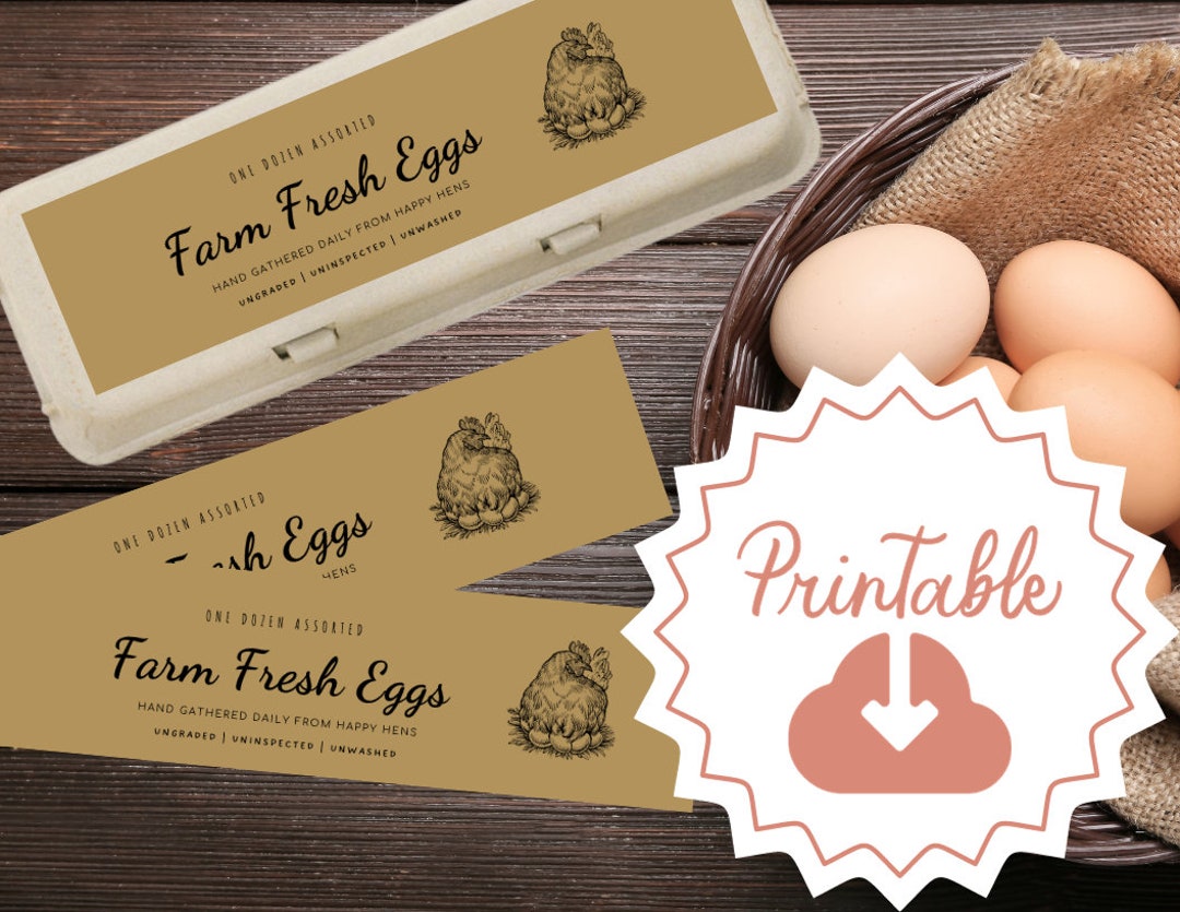 PRINTABLE Labels Farm Fresh Egg Carton Labels Optional Personalization PRINTABLE Labels Farm Fresh Egg Carton Labels Optional Personalization