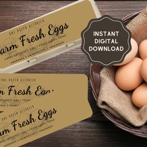 Farm Fresh Egg-etiket met tips voor veilig hanteren van eieren | DIY-etiketten voor eierdozen | Etiketten voor verpakking, marketing en verkoop van pluimvee-eieren in de achtertuin