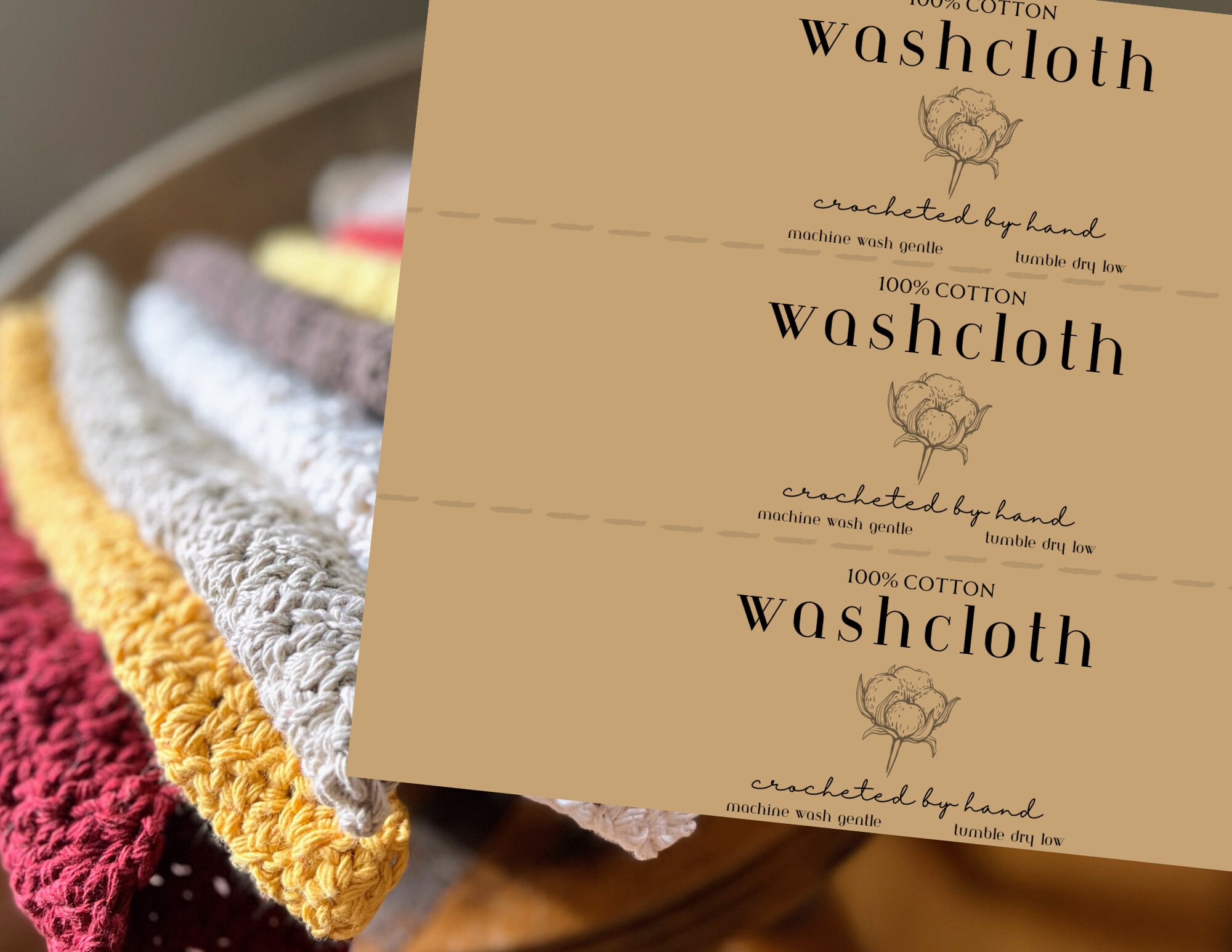 DIY Wraparound Labels for Crocheted by Hand Dishcloths & Washcloths - Etsy