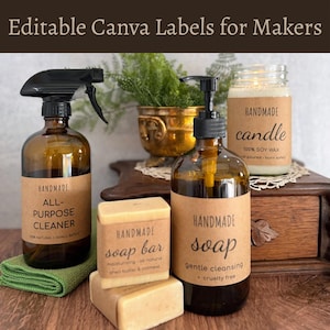 Editable Kraft Wrap Labels: Farmhouse Packaging Template (Canva & PDF)