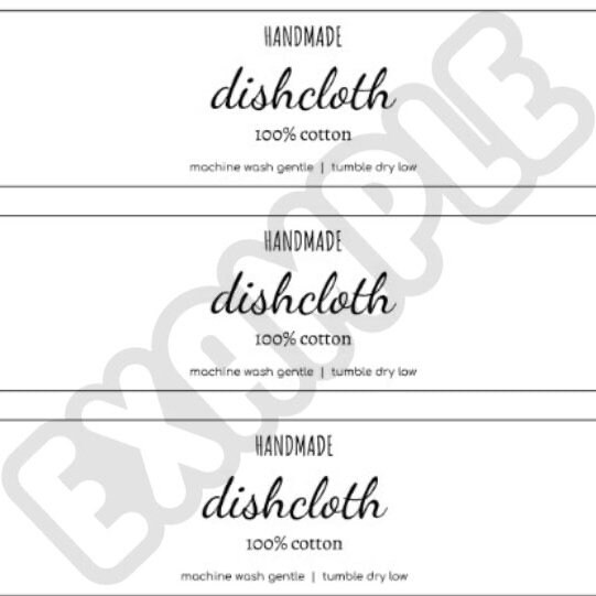 PRINTABLE Labels Handmade Dishcloth Washcloth Wrap Instant Digital ...