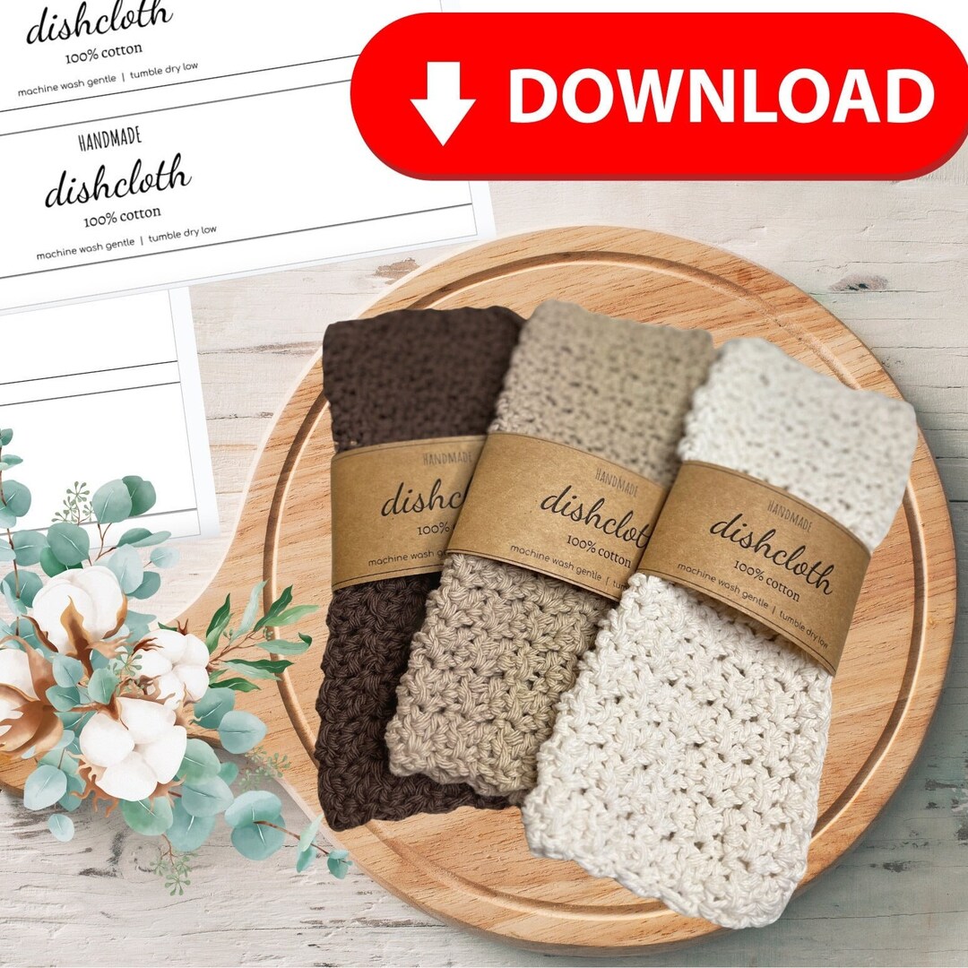 PRINTABLE Labels Handmade Dishcloth Washcloth Wrap Instant Digital ...
