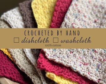 Handmade Crochet Cotton Dishcloth: Farmhouse Kitchen Wash Cloth