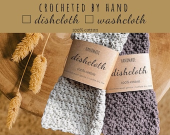 Handmade Crochet Cotton Dishcloth Set: Farmhouse Kitchen Wash Cloths