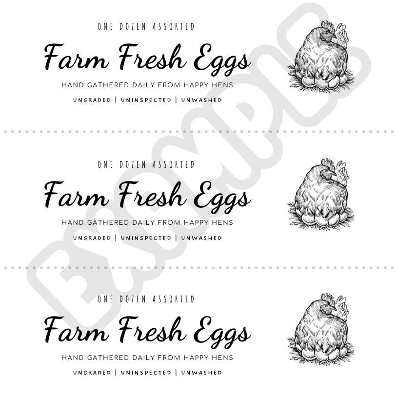 PRINTABLE Labels Farm Fresh Egg Carton Labels Optional Personalization