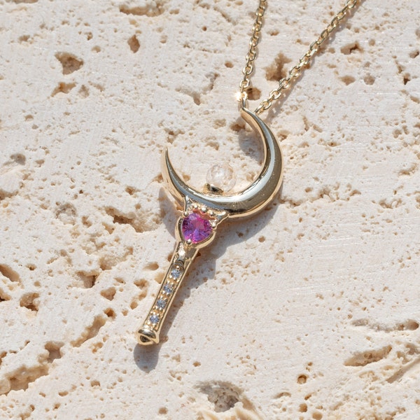 Anime Jewelry Key Necklace ,Heart Necklace,Sailor Moon Necklace,Magic Wand, Star Necklace,100% sterling silver,