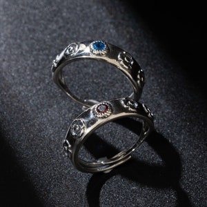 A set Sparkling Diamond Adjustable Couple Ring S925 Silver Howling Ring Sophie Ring