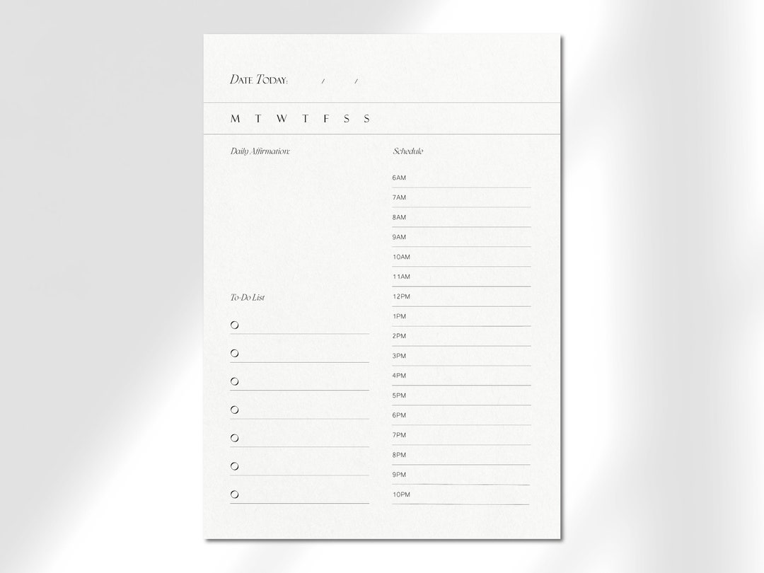 Printable Daily Planner Page Printable PDF Schedule Life Etsy