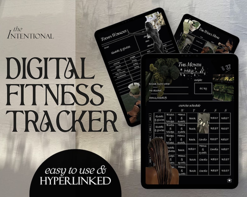 Digital Gym Planner | Black Weight Loss Tracker | Exercise Gym Journal ...