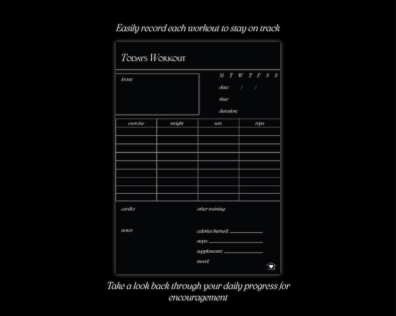 Digital Gym Planner | Black Weight Loss Tracker | Exercise Gym Journal ...