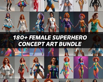 180+ Female Superhero Concept Art Bundle