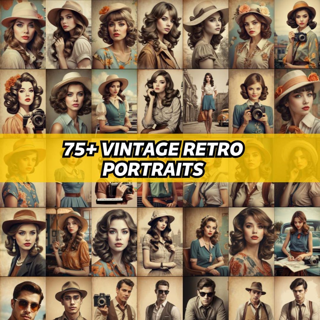 75+ Vintage Retro Portrait Pack - Etsy