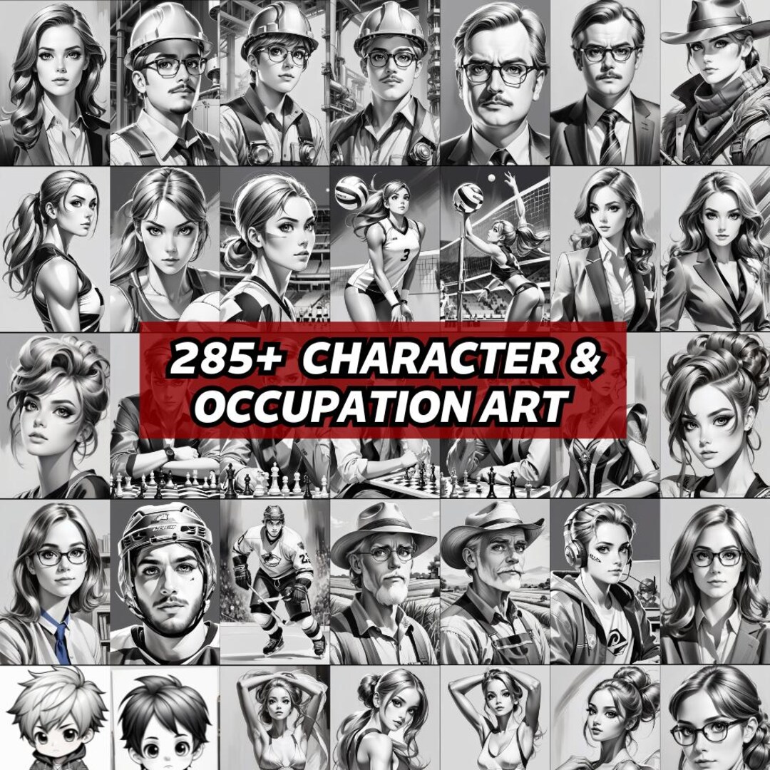 285+ Portrait Character & Occupation Art | JPG Download - Etsy