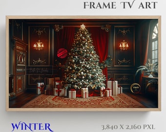 Marco de TV Arte Árbol de Navidad en el corazón de un lujoso interior de estilo clásico