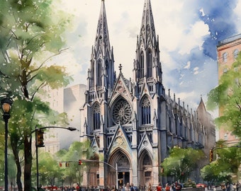 Catedral de San Patricio en Manhattan pintura arte mural Impresión pantalla papel tapiz REGALO