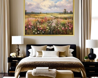 Rustic Wildflower Valley Landscape Art Print (Digital Download)