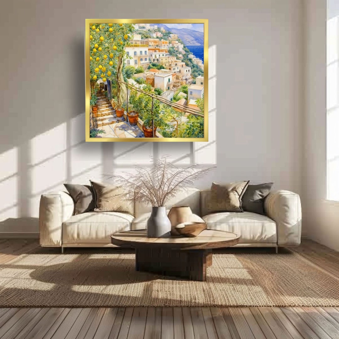 Amalfi Coast Courtyard View Sicilian Lemon Tree Paining Wall Art