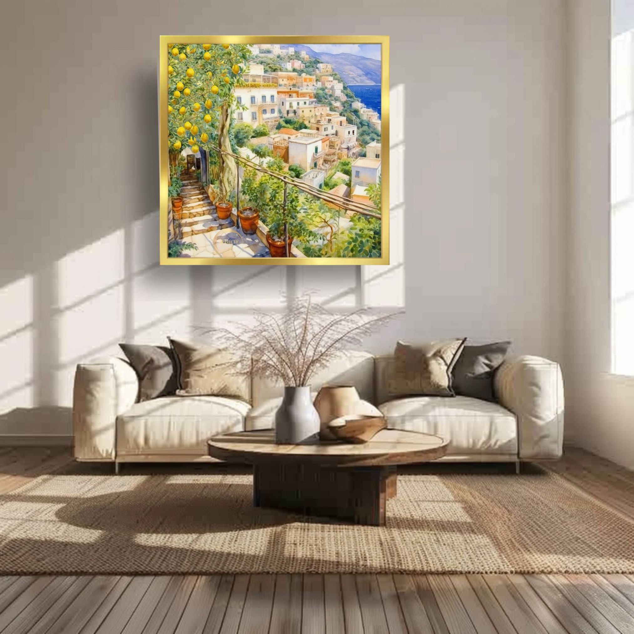 Amalfi Coast Courtyard View Sicilian Lemon Tree Paining Wall Art