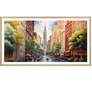 Empire State Building NYC New York Manhattan Skyline Watercolor Art Print  Cityscape Wall Art Design Housewarming wall art design GIFT