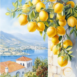 Lemon Tree Coastal Print: Mediterranean Kitchen Decor (Digital Download)