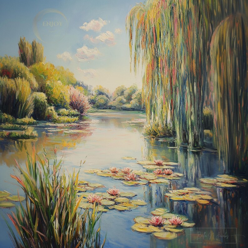 Monet Water Lilies Pond Art Print: Impressionist Landscape (digital ...