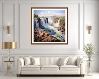 Pintura em aquarela das Cataratas do Iguaçu, Argentina: Arte de parede com paisagem (Download digital)