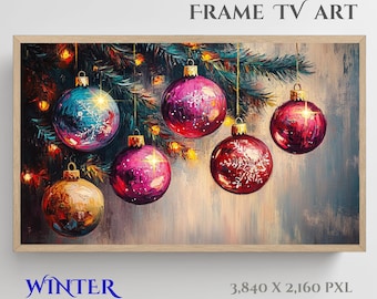Adornos navideños 2026: Arte para TV: Pintura al óleo navideña (Descarga digital)