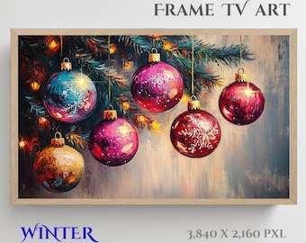Christmas Ornaments Frame TV Art: Holiday Oil Painting (Digital Download)