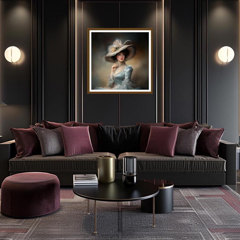Victorian Woman Portrait Art: Elegant Lady With Hat (digital Download ...
