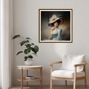 Victorian Woman Portrait Art: Elegant Lady With Hat (digital Download ...