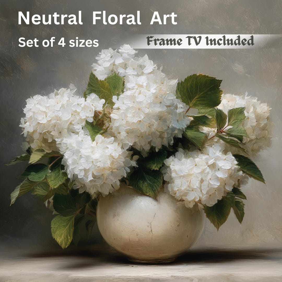 Vintage Hydrangea Still Life Wall Art Printable Neutral Floral Painting ...