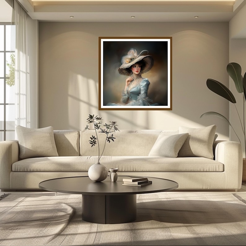 Victorian Woman Portrait Art: Elegant Lady With Hat (digital Download ...
