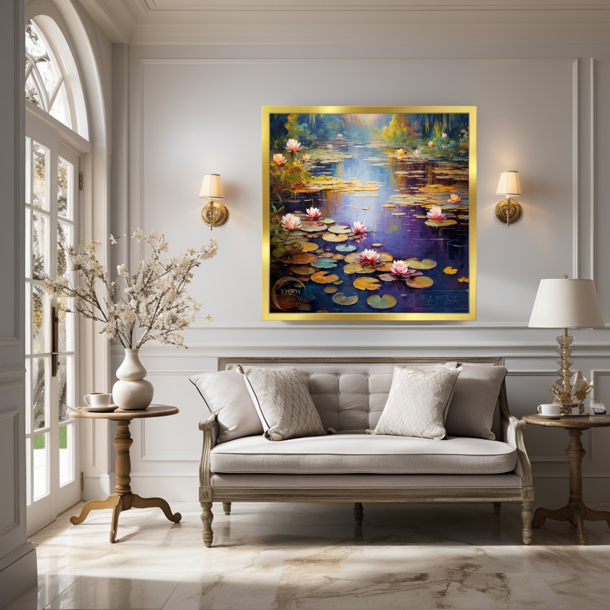 Waterlily Pond Inspired by Claude Monet Oil Painting Wall Art Decor ...