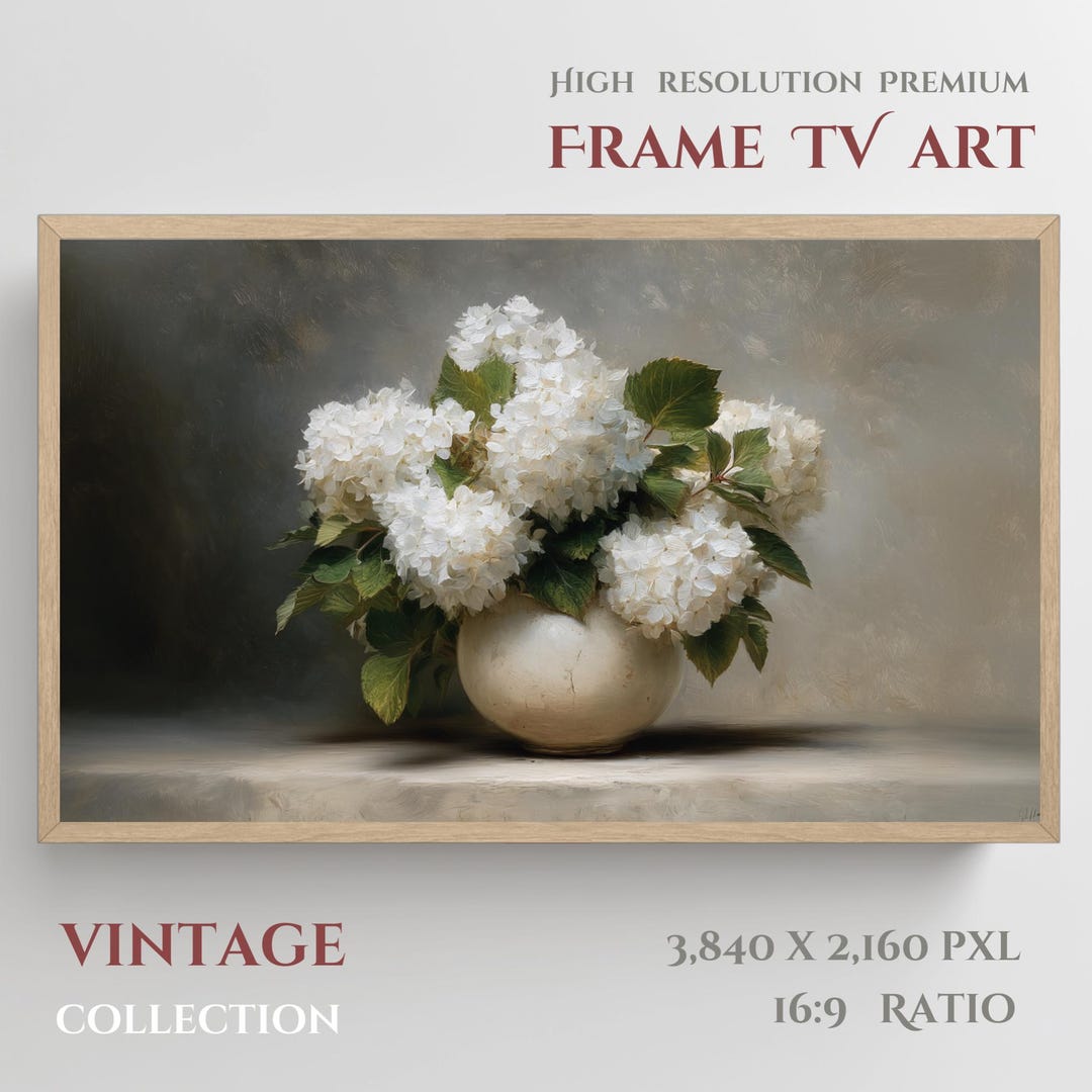 Vintage Hydrangea Still Life Wall Art Printable Neutral Floral Painting ...