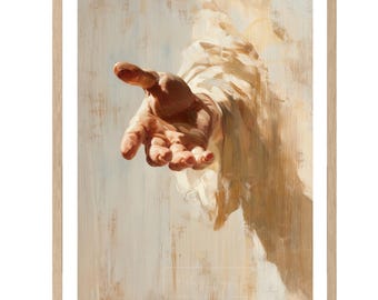 Pintura al óleo de la mano de Jesús: Arte cristiano inspirador (Descarga digital)