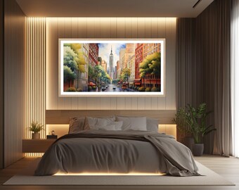 Stampa artistica ad acquerello dell'Empire State Building: skyline di New York (download digitale)