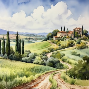 Tuscany Italy wall art landscape wall art design decor screen wallpaper Gift Mediterranean landscape.