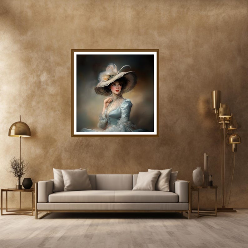 Victorian Woman Portrait Art: Elegant Lady With Hat (digital Download ...