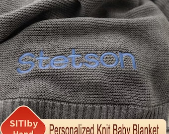 Personalized Baby Blanket, Baby gift, Newborn gift, Personalized Name,Stroller Blanket,Embroidery Gift for Baby, Soft Breathable Cotton Knit