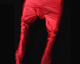 Herren Glänzende Schiere Strumpfhose | Offener / geschlossener Schritt & Beutel-Design | Glatte Satin Foot Tights